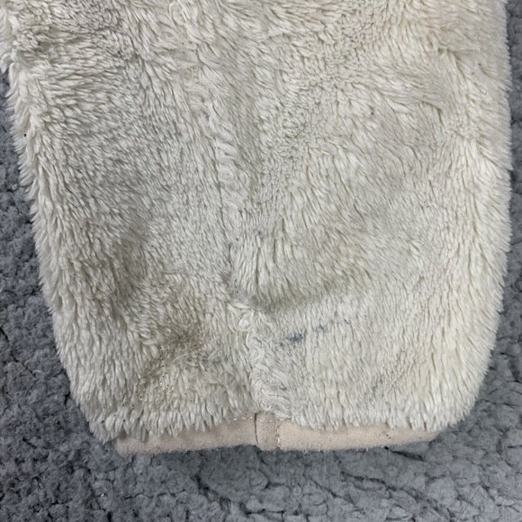 LL Bean Women’s Deep Pile Fleece Pullover Sweatshirt Jacket 1/4 T Snap Cream PS - Picture 7 of 12